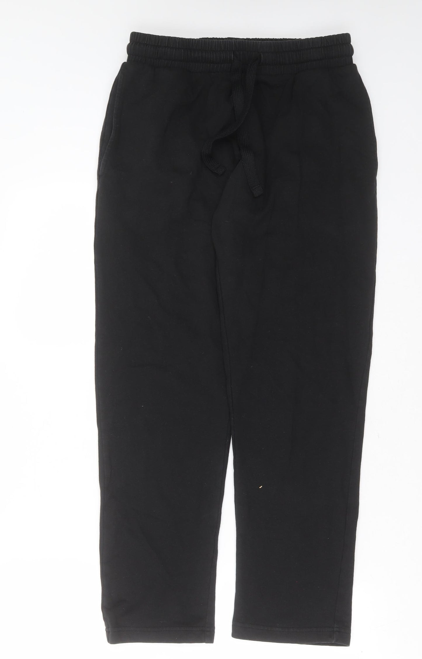Marks and Spencer Mens Black  Cotton Jogger Trousers Size M L28 in Regular Drawstring - short Leg