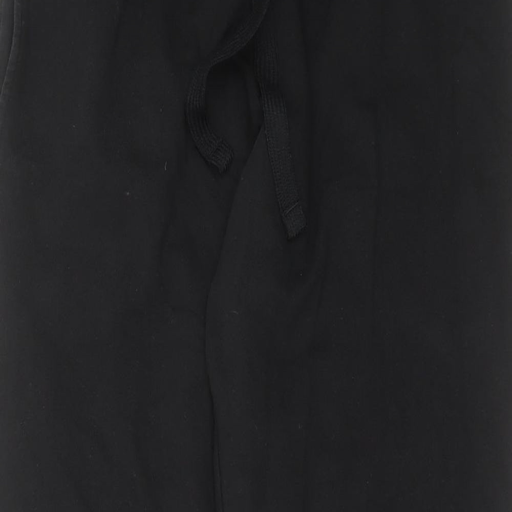 Marks and Spencer Mens Black  Cotton Jogger Trousers Size M L28 in Regular Drawstring - short Leg