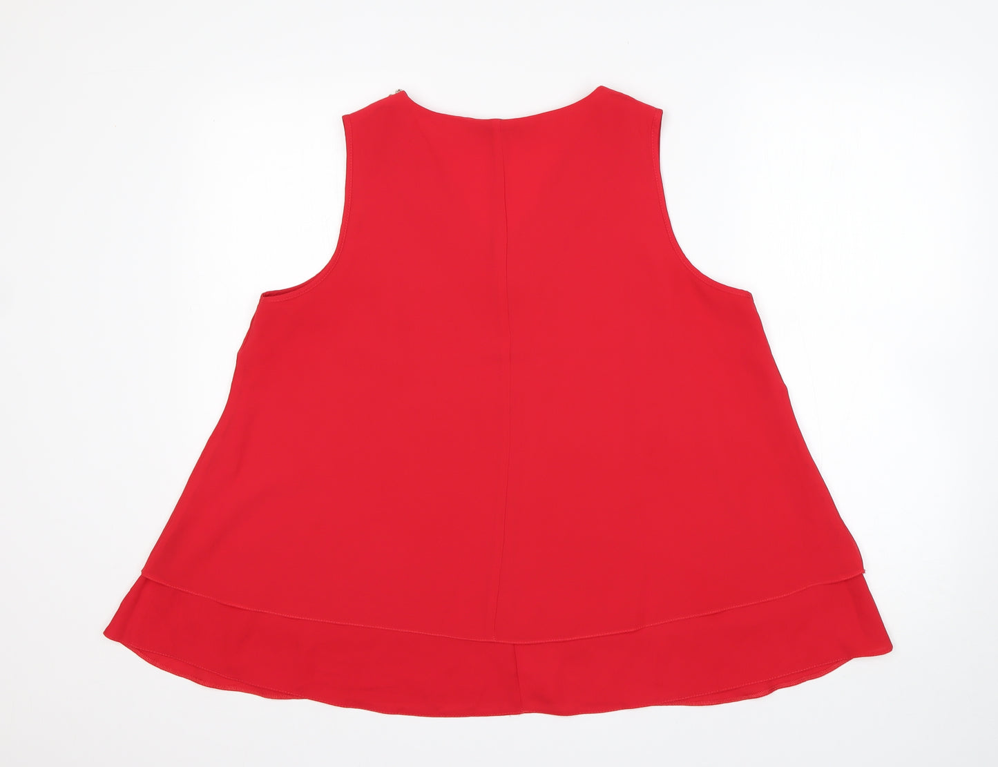 George Womens Red  Polyester Basic Blouse Size 14 V-Neck