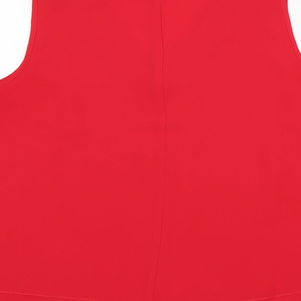 George Womens Red  Polyester Basic Blouse Size 14 V-Neck