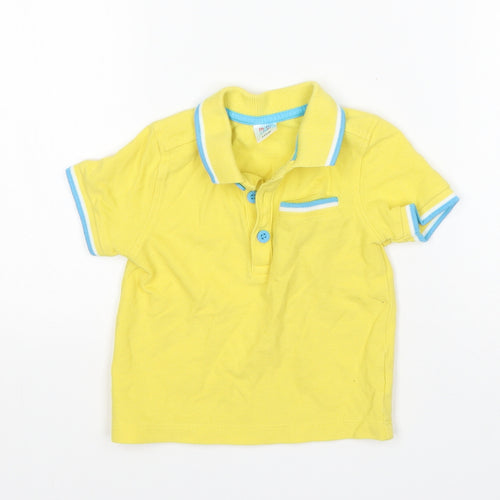 Mini Club Boys Yellow  Cotton Basic Polo Size 12-18 Months Collared