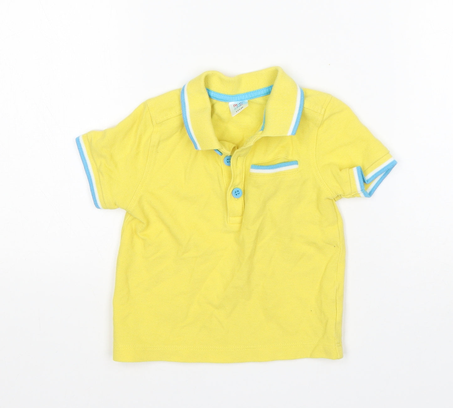 Mini Club Boys Yellow  Cotton Basic Polo Size 12-18 Months Collared
