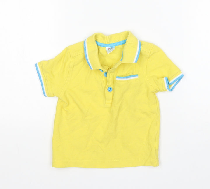 Mini Club Boys Yellow  Cotton Basic Polo Size 12-18 Months Collared