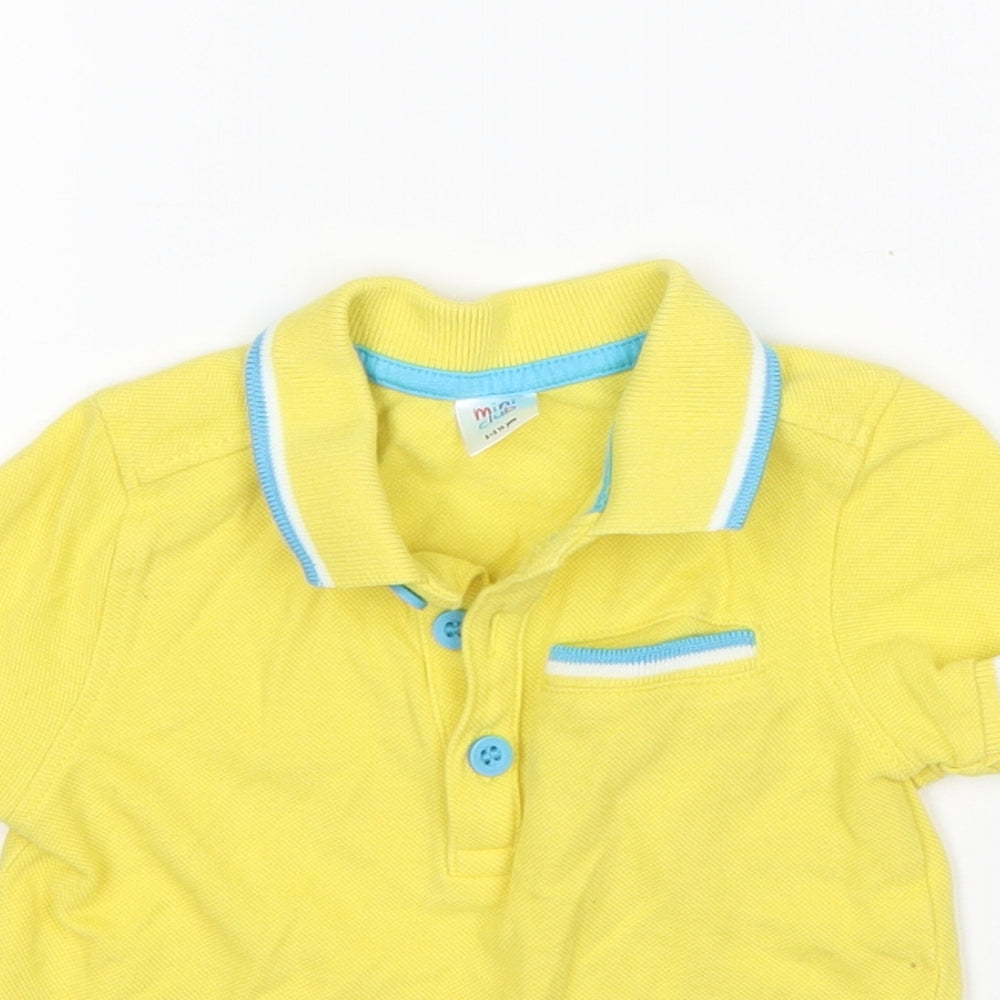 Mini Club Boys Yellow  Cotton Basic Polo Size 12-18 Months Collared