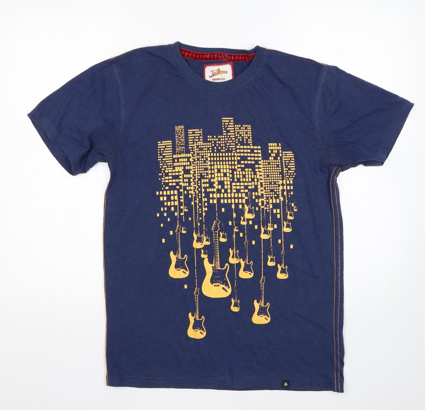 Joe Browns Mens Blue  Cotton  T-Shirt Size S Round Neck