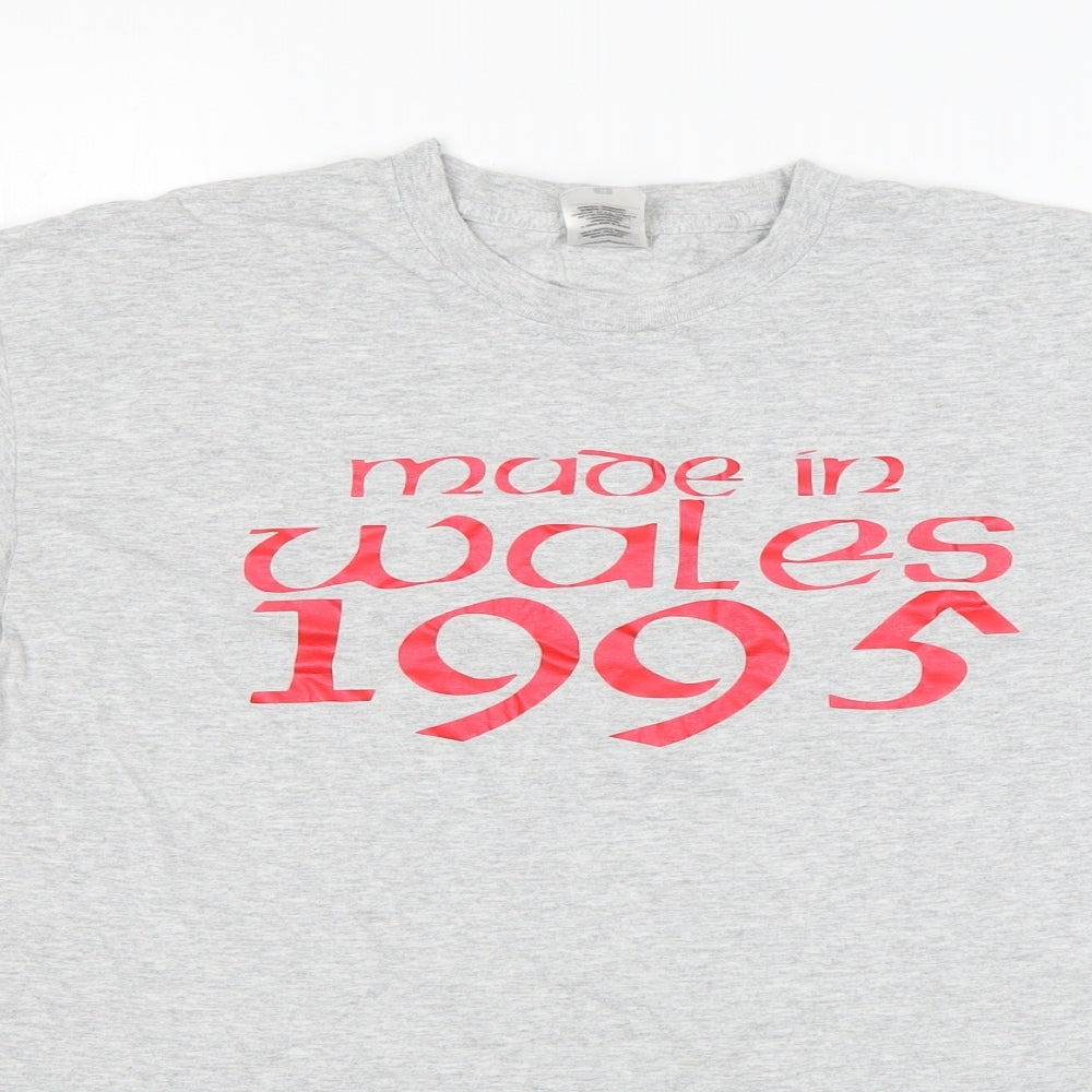 Fruit of the Loom Mens Grey  Cotton  T-Shirt Size M Round Neck  - Made In wales 1995