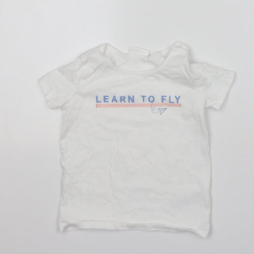 NEXT Baby White  Cotton Basic T-Shirt Size 12-18 Months Round Neck