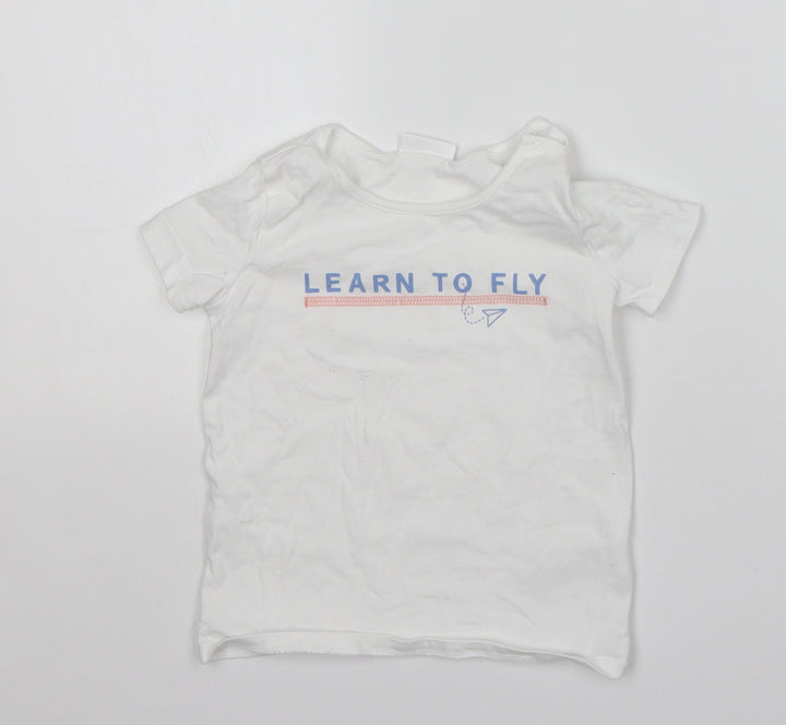 NEXT Baby White Cotton Basic T-Shirt Size 12-18 Months Round Neck
