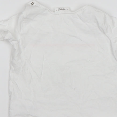 NEXT Baby White  Cotton Basic T-Shirt Size 12-18 Months Round Neck