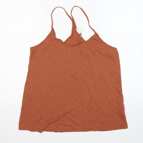 H&M Womens Brown  Cotton Basic Tank Size L Round Neck