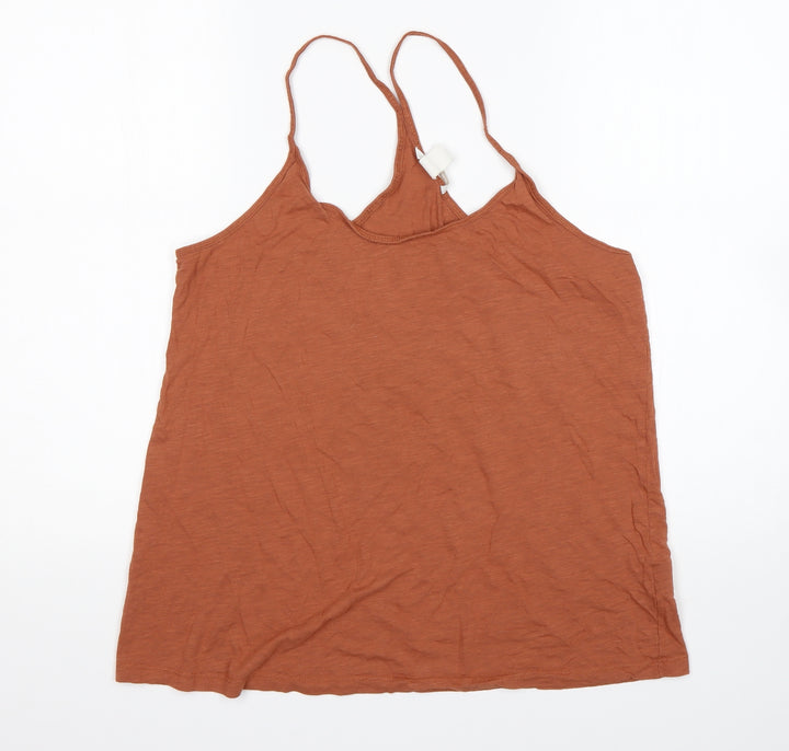H&M Womens Brown Cotton Basic Tank Size L Round Neck