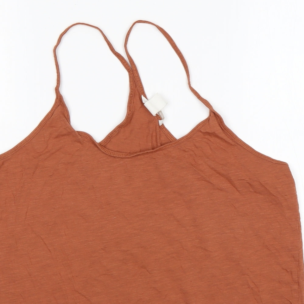 H&M Womens Brown  Cotton Basic Tank Size L Round Neck