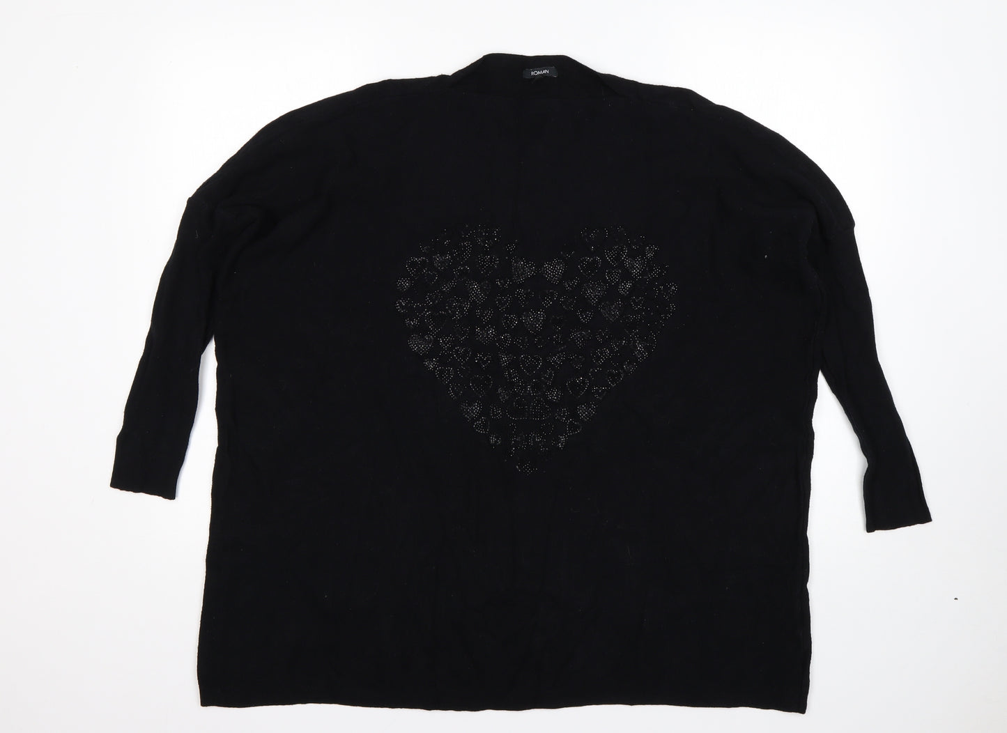 Roman Womens Black Round Neck   Pullover Jumper Size M
