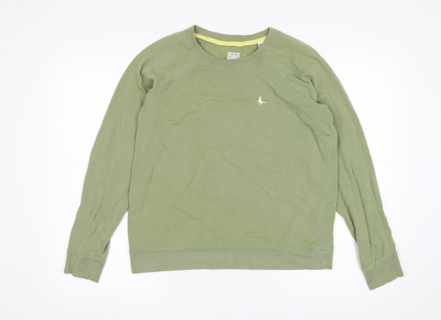 Jack Wills Womens Green  Cotton Pullover Sweatshirt Size 12