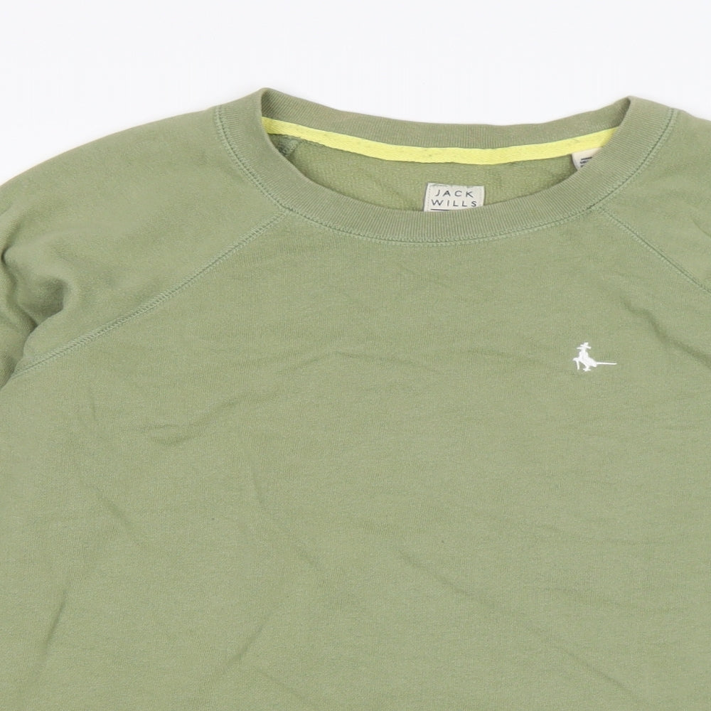 Jack Wills Womens Green  Cotton Pullover Sweatshirt Size 12