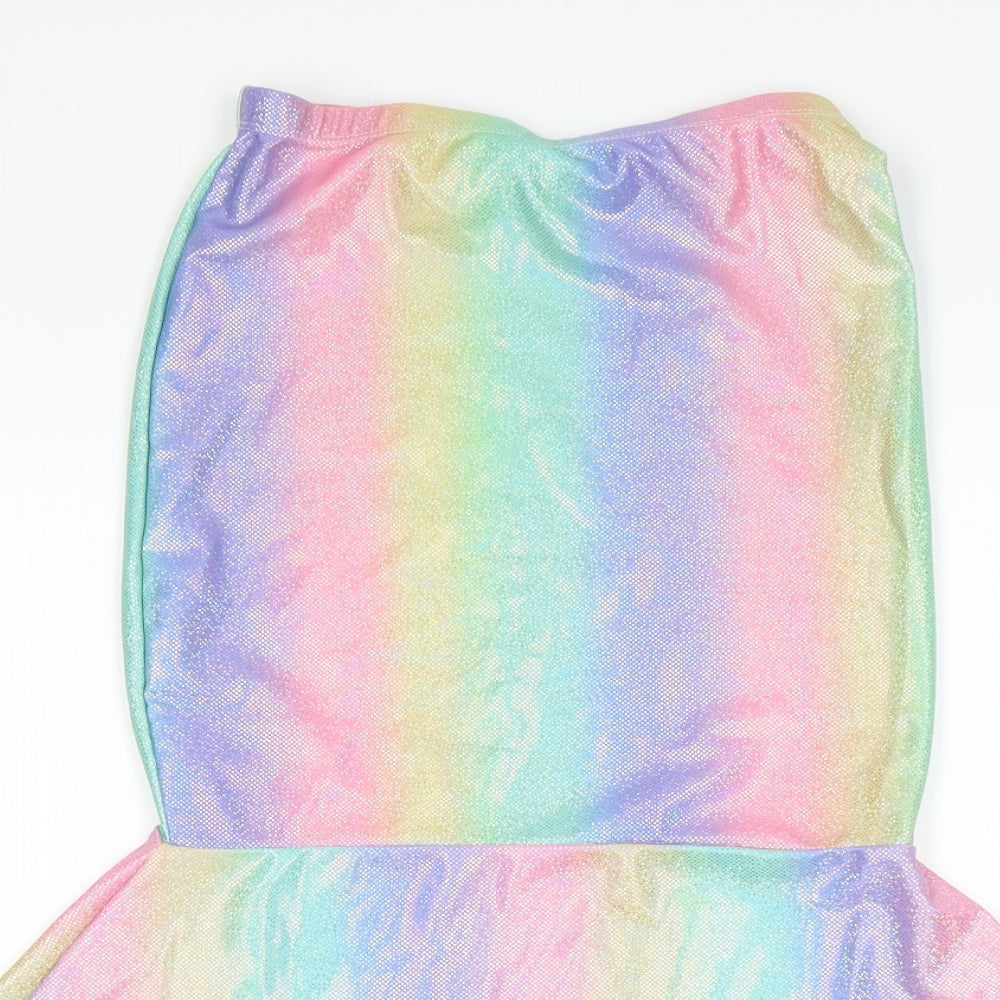 Primark Girls Multicoloured Striped Polyester Trumpet Skirt Size 9-10 Years  Regular  - Mermaid