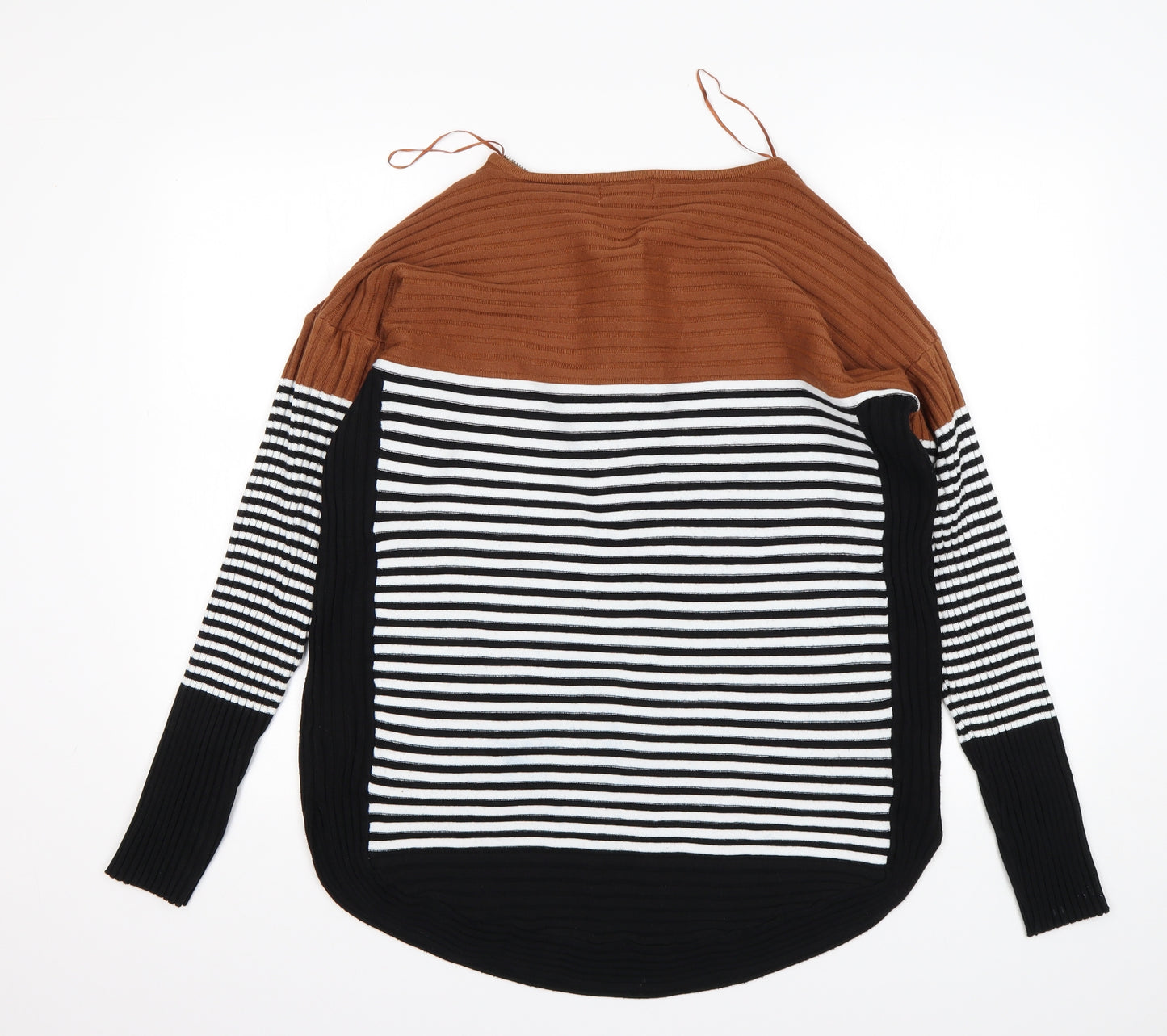 Apricot Womens Multicoloured V-Neck Striped Viscose Pullover Jumper Size 16