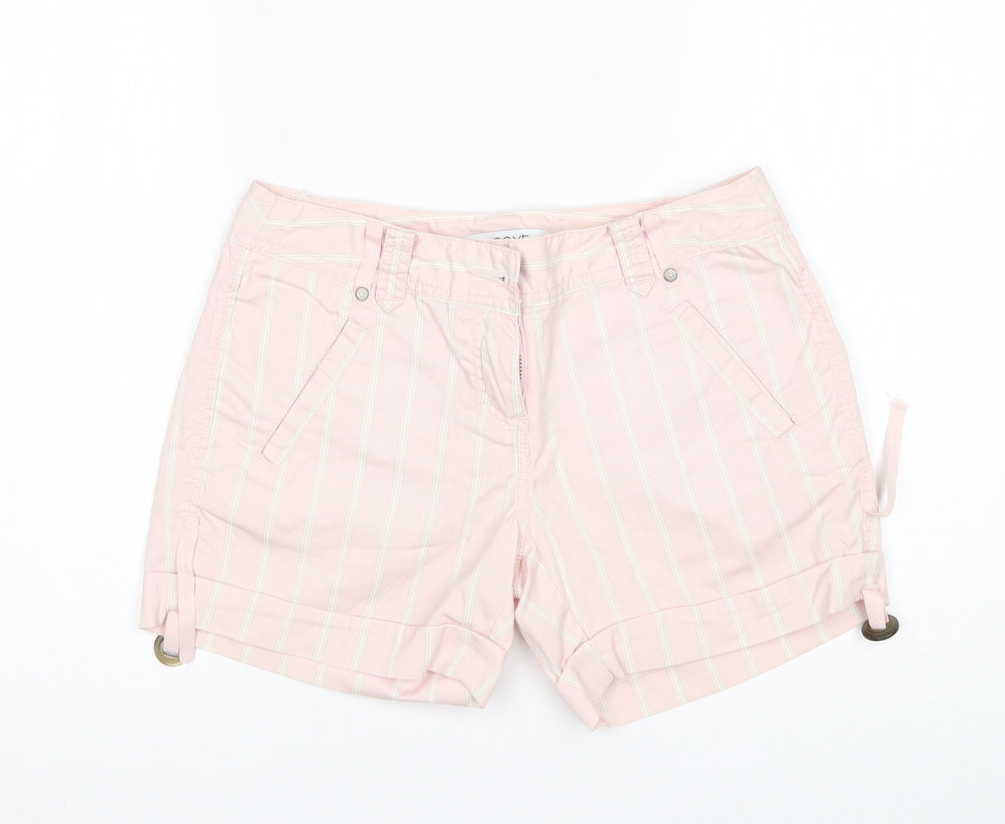 NEXT Womens Multicoloured Striped Cotton Chino Shorts Size 6 L6 in Regular