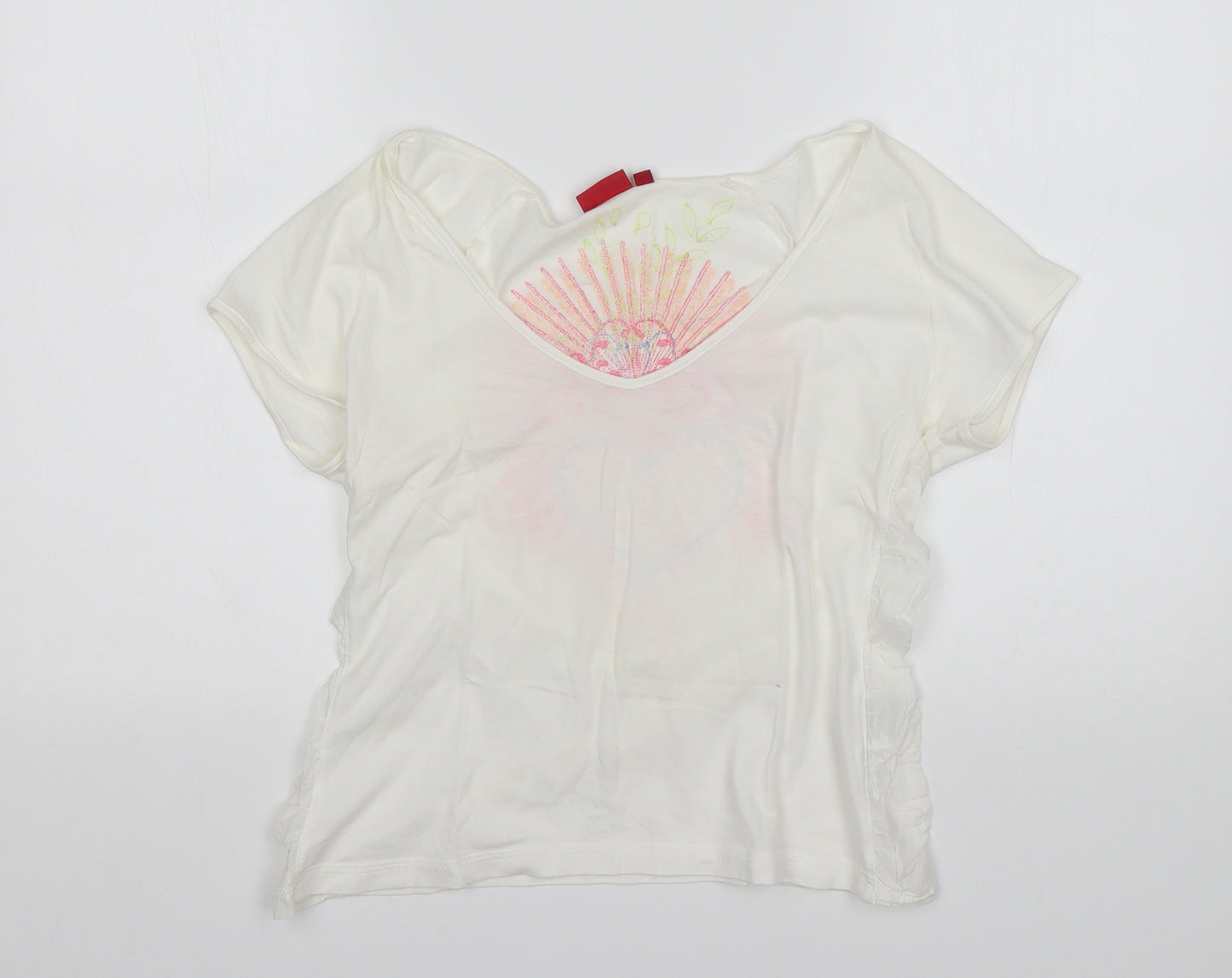 Firetrap Womens White  Cotton Basic T-Shirt Size L Scoop Neck