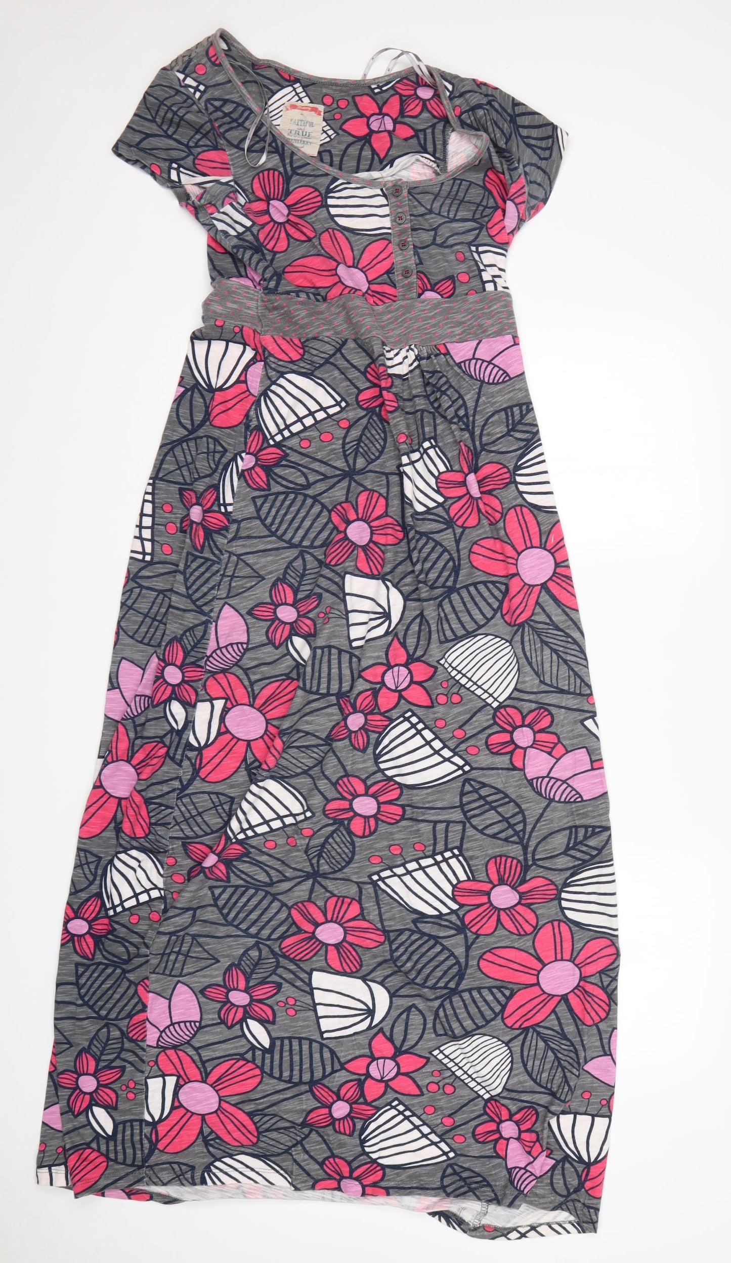 MANTARAY PRODUCTS Womens Multicoloured Floral Cotton A-Line  Size 10  Round Neck