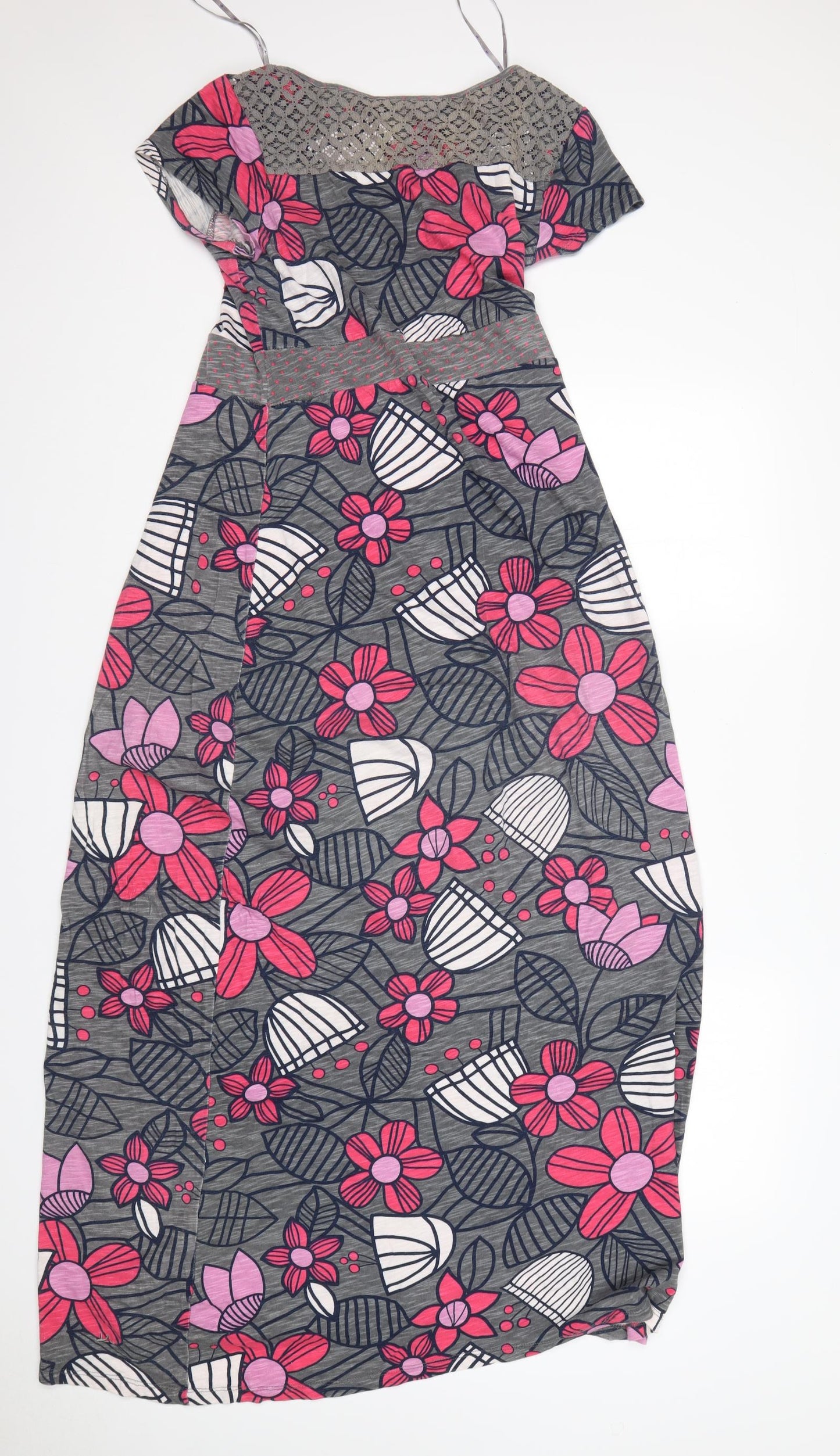 MANTARAY PRODUCTS Womens Multicoloured Floral Cotton A-Line  Size 10  Round Neck
