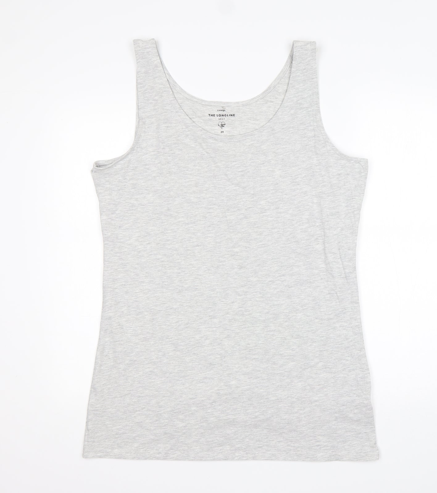 George Womens Grey  Cotton Basic Tank Size 20 Round Neck - LongLine