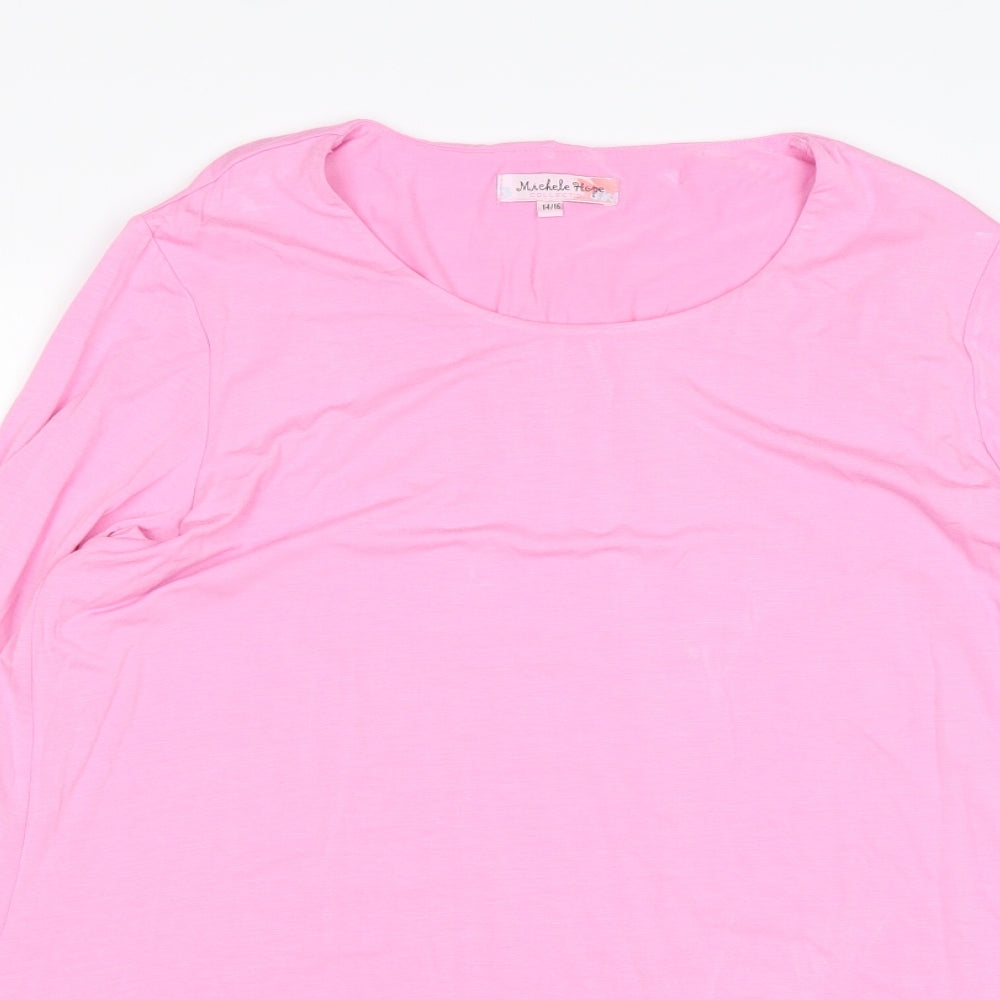 Michele Hope Womens Pink  Viscose Basic T-Shirt Size 14 Round Neck
