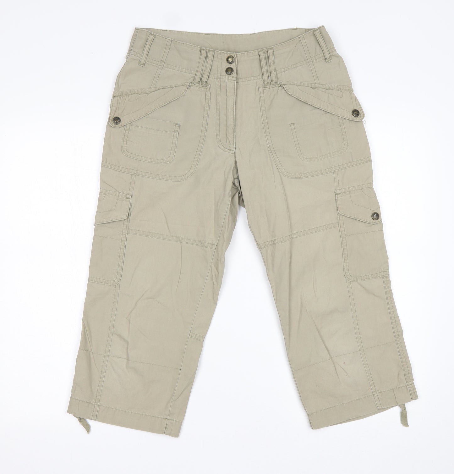 M&S Womens Green  Cotton Cargo Shorts Size 8 L20 in Regular