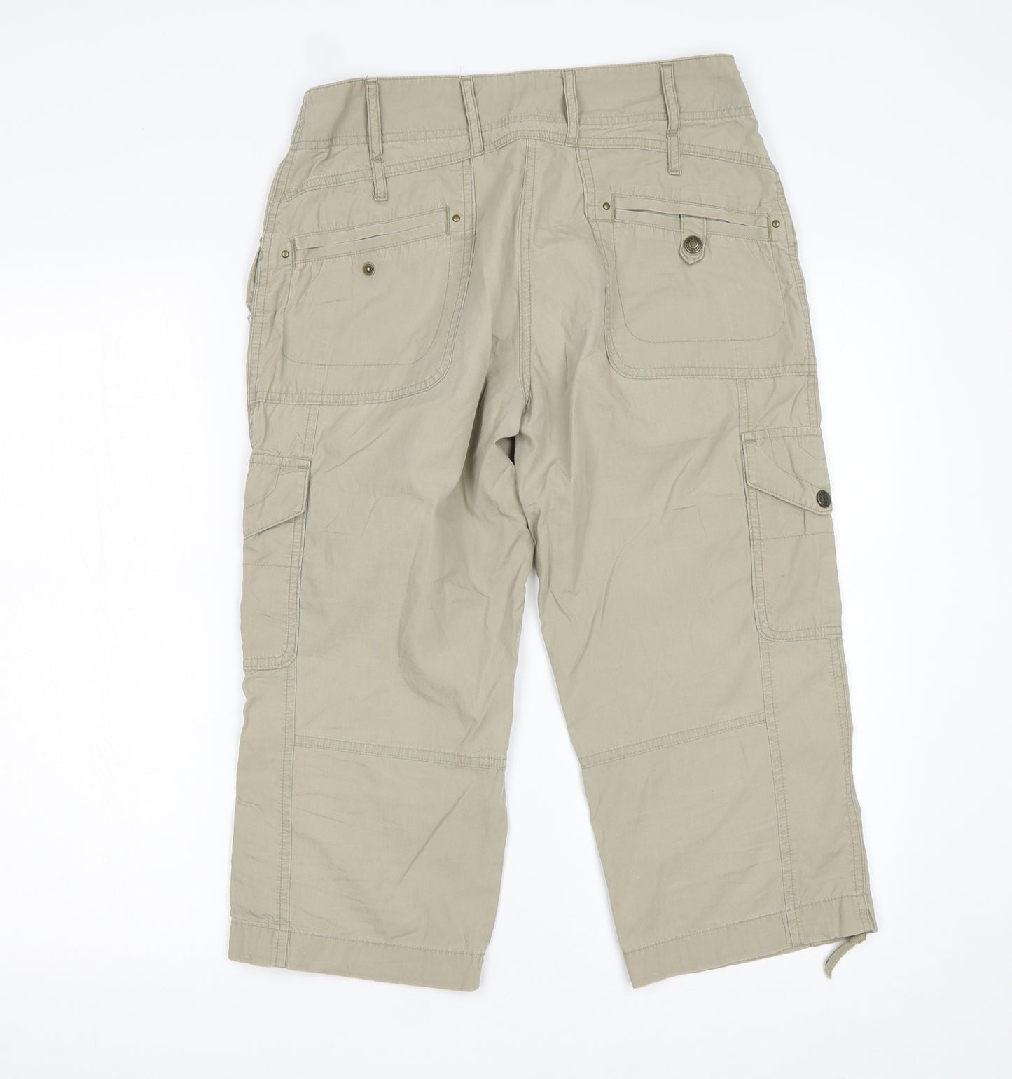 M&S Womens Green  Cotton Cargo Shorts Size 8 L20 in Regular