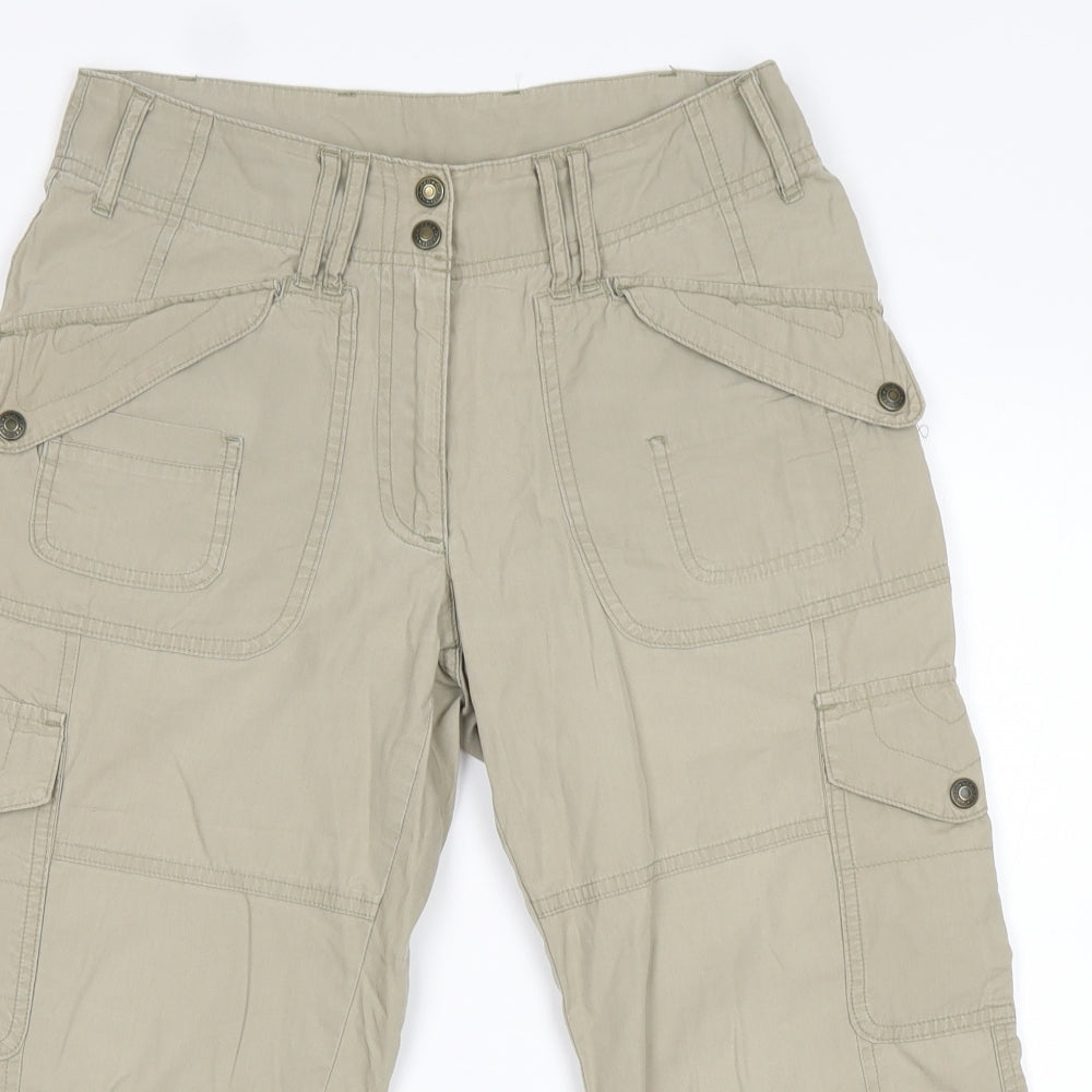 M&S Womens Green  Cotton Cargo Shorts Size 8 L20 in Regular