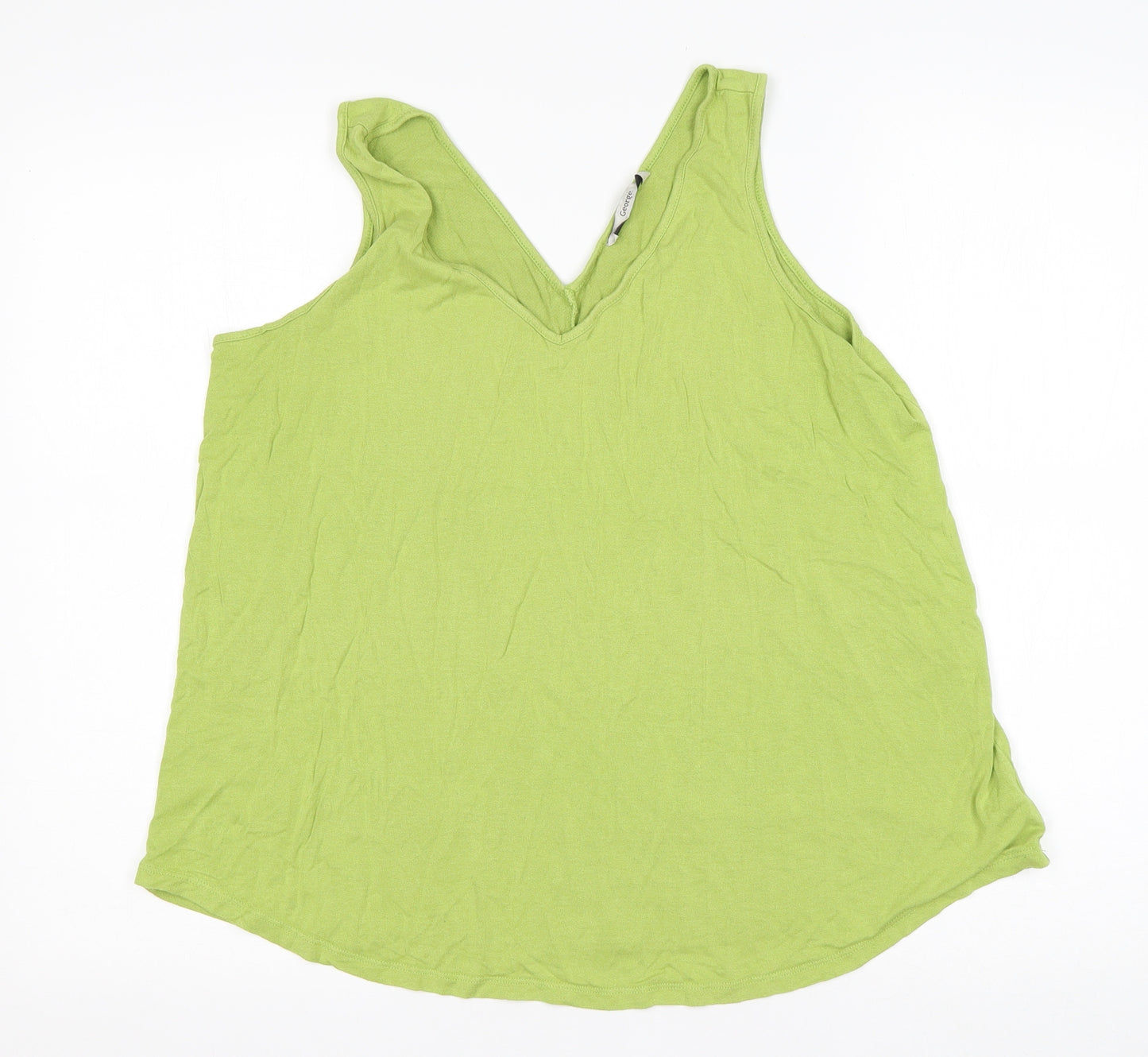 George Womens Green  Viscose Basic Tank Size 14 V-Neck