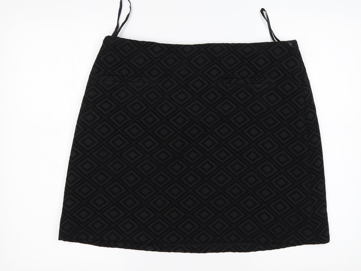 Principles Womens Black Argyle/Diamond Polyester Mini Skirt Size 14
