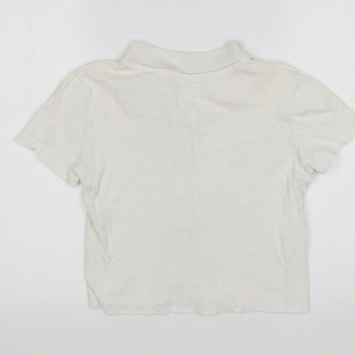 Brandy Melville Womens White  Cotton Basic Button-Up Size 10 Collared