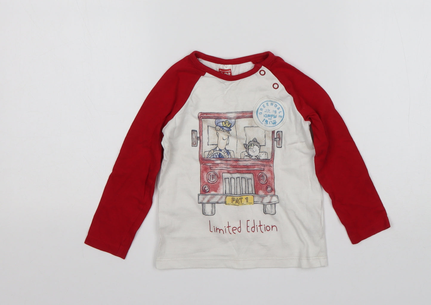 F&F Boys Multicoloured  Cotton Basic T-Shirt Size 12-18 Months Round Neck  - Postman Pat