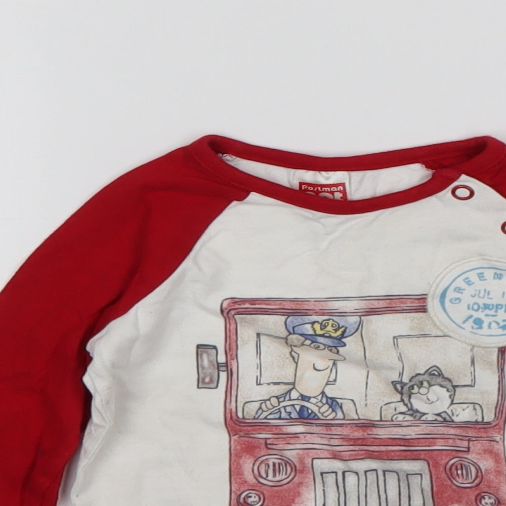 F&F Boys Multicoloured  Cotton Basic T-Shirt Size 12-18 Months Round Neck  - Postman Pat