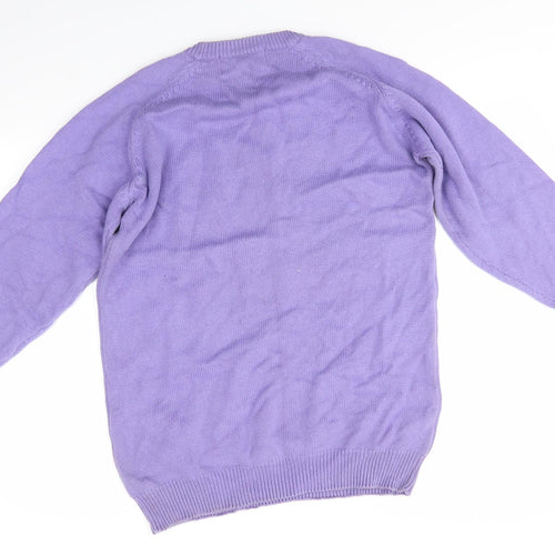 Cool Cotton Mens Purple Round Neck  Cotton Pullover Jumper Size M