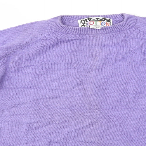 Cool Cotton Mens Purple Round Neck  Cotton Pullover Jumper Size M