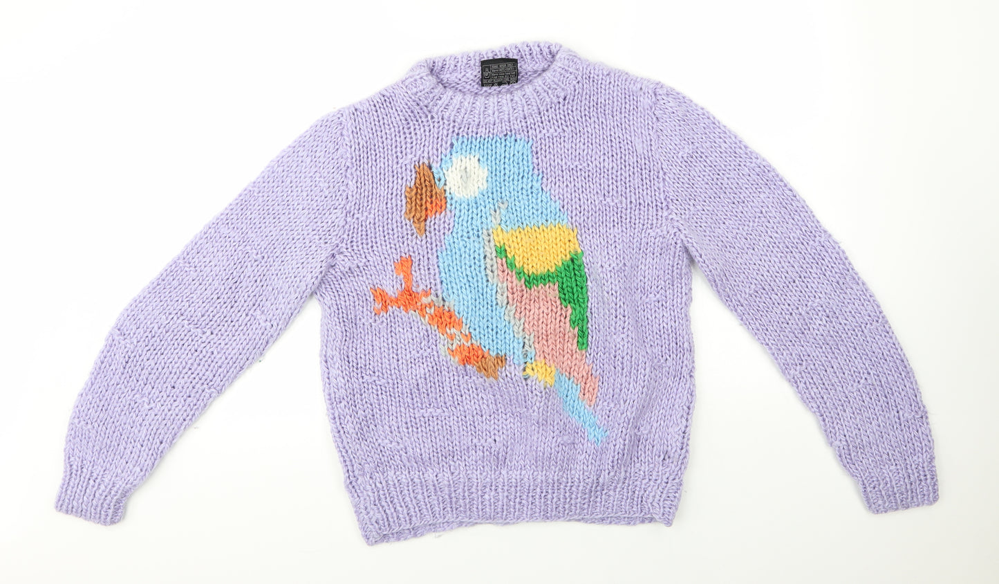 Jupiter Womens Purple Round Neck  Acrylic Pullover Jumper Size M   - Parrot