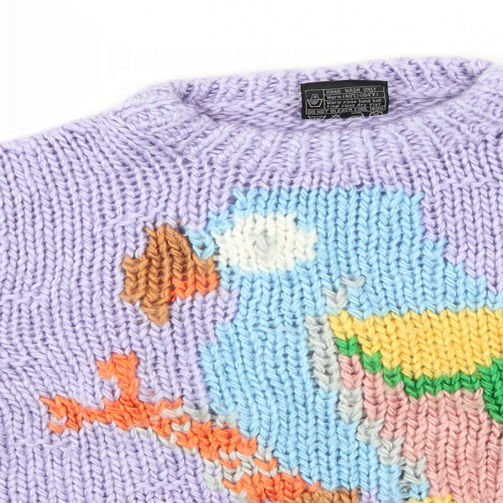 Jupiter Womens Purple Round Neck  Acrylic Pullover Jumper Size M   - Parrot