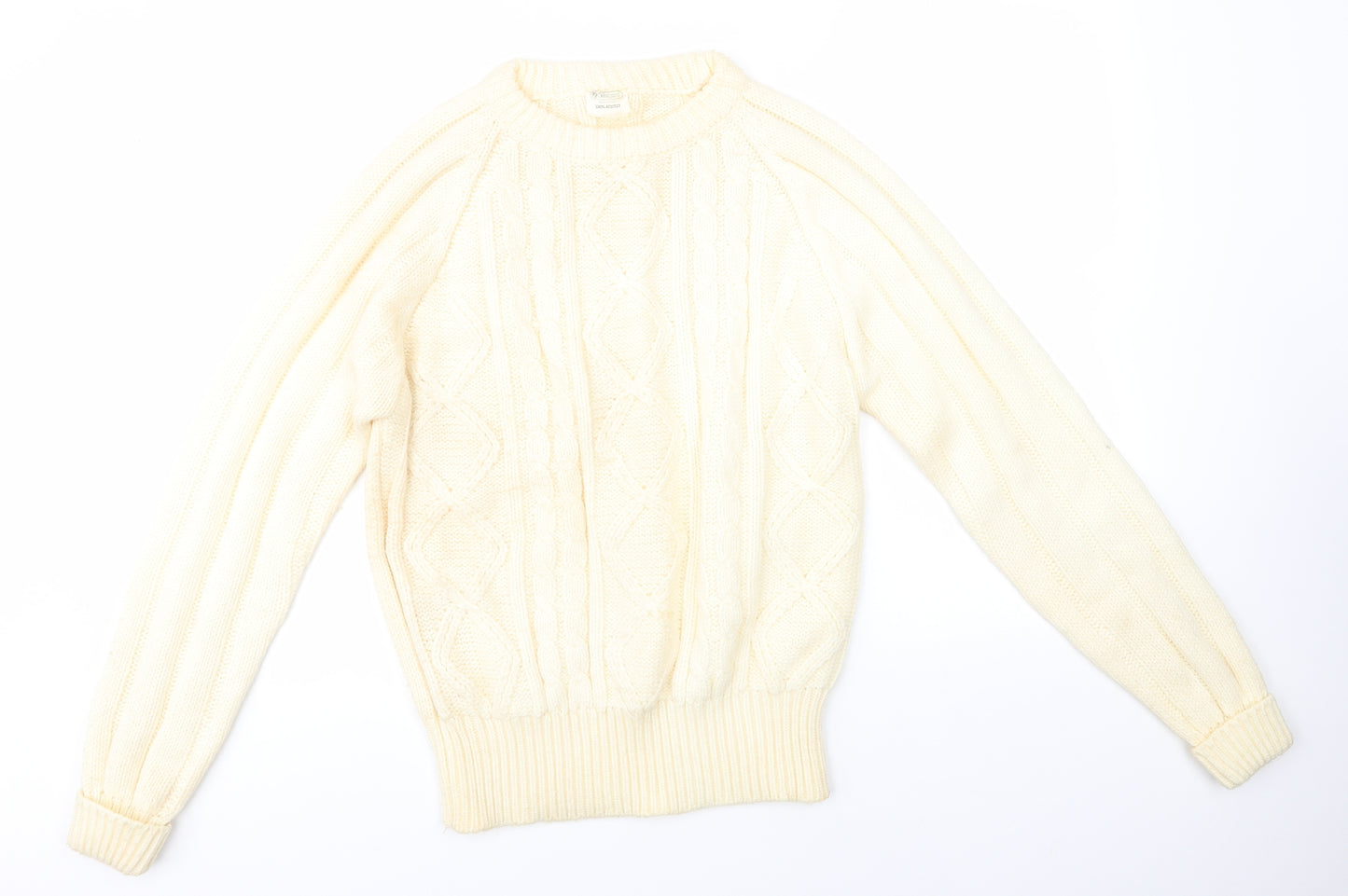 Delamere Womens Ivory Round Neck  Acrylic Pullover Jumper Size M