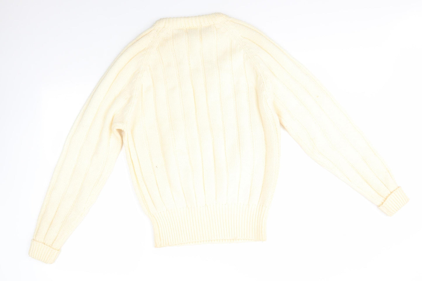 Delamere Womens Ivory Round Neck  Acrylic Pullover Jumper Size M