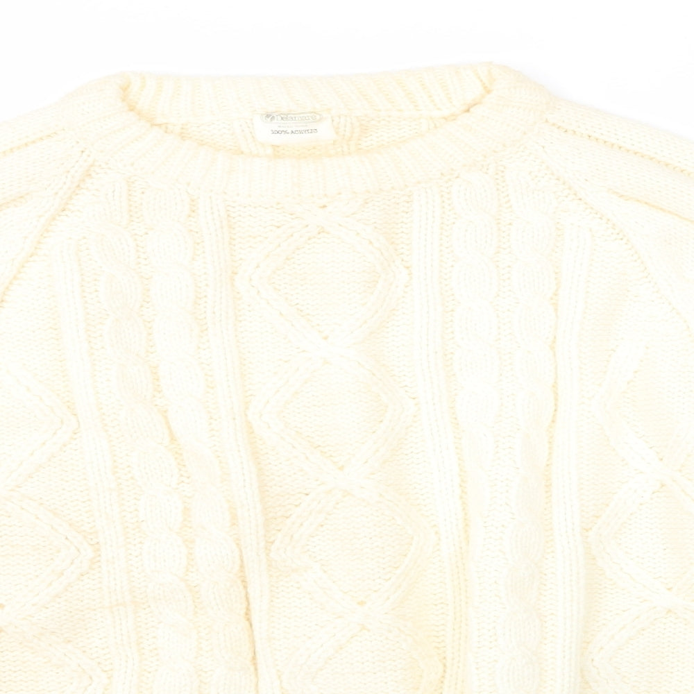 Delamere Womens Ivory Round Neck  Acrylic Pullover Jumper Size M