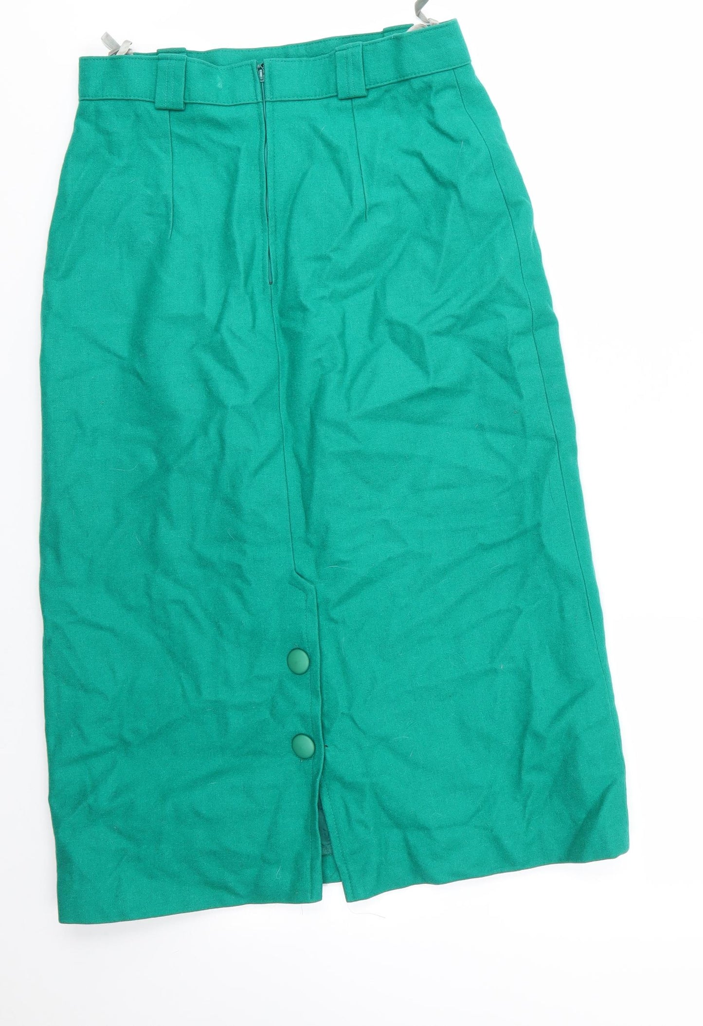 Preworn Womens Green  Wool Straight & Pencil Skirt Size 14