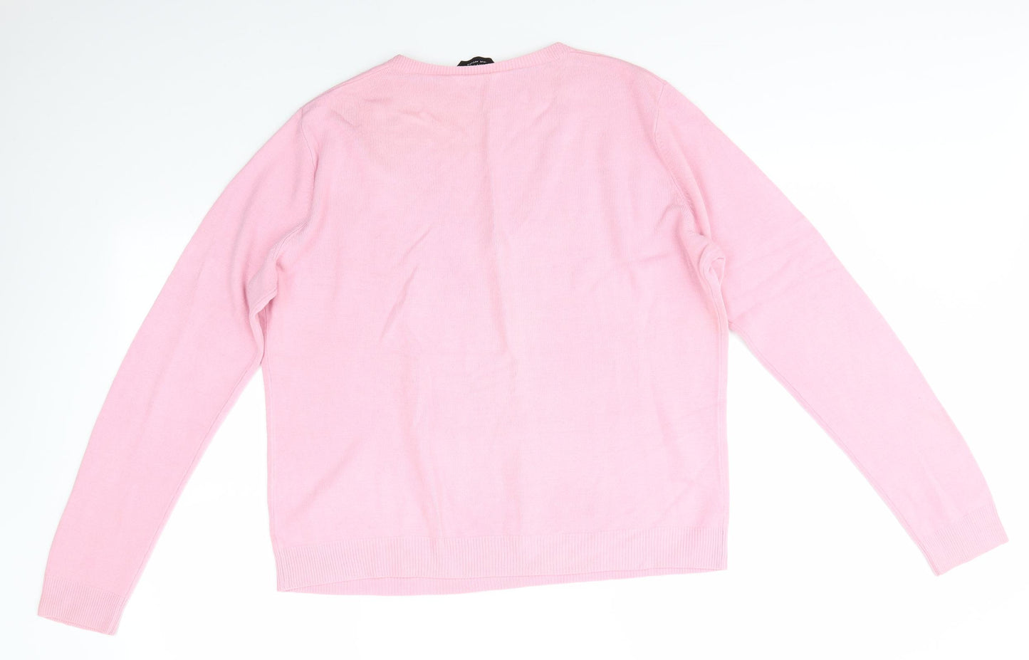 Dorothy Perkins Womens Pink V-Neck  Acrylic Pullover Jumper Size 18