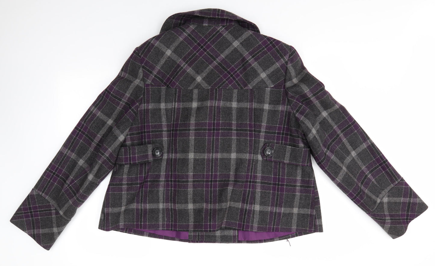 F&F Womens Purple Check  Overcoat Coat Size 18