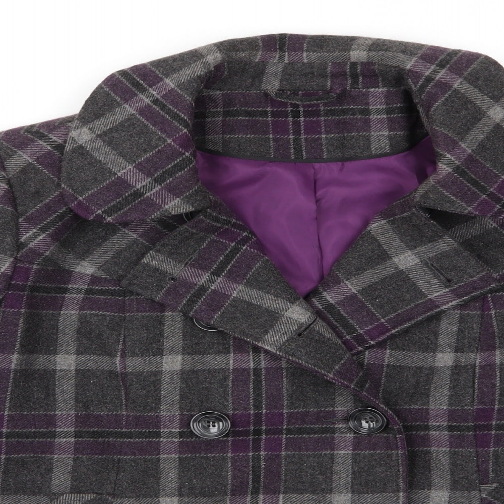 F&F Womens Purple Check  Overcoat Coat Size 18