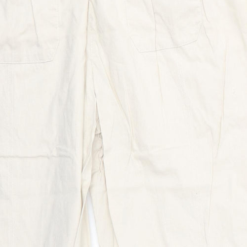 BHS Womens Beige  Cotton Cropped Trousers Size 16 L20 in Regular