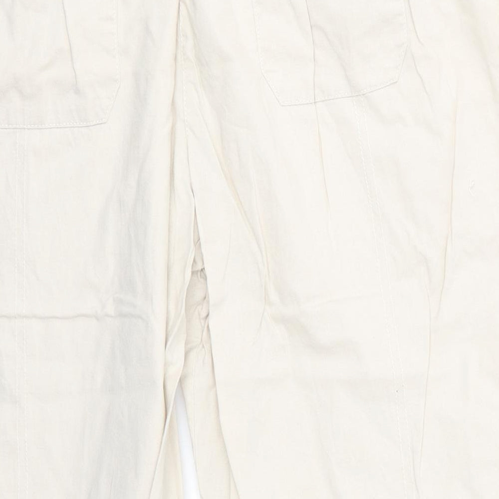 BHS Womens Beige  Cotton Cropped Trousers Size 16 L20 in Regular