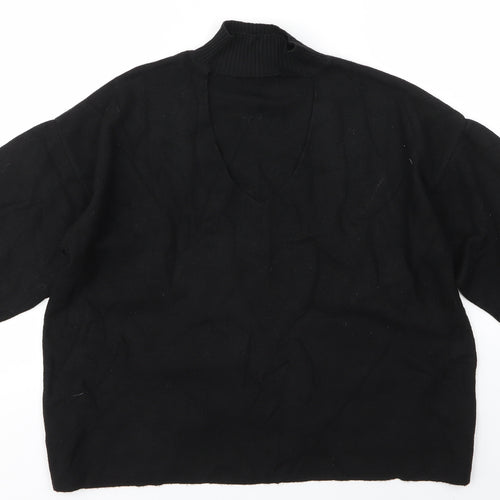 F&F Womens Black High Neck  Viscose Pullover Jumper Size 12