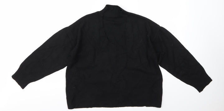 F&F Womens Black High Neck Viscose Pullover Jumper Size 12